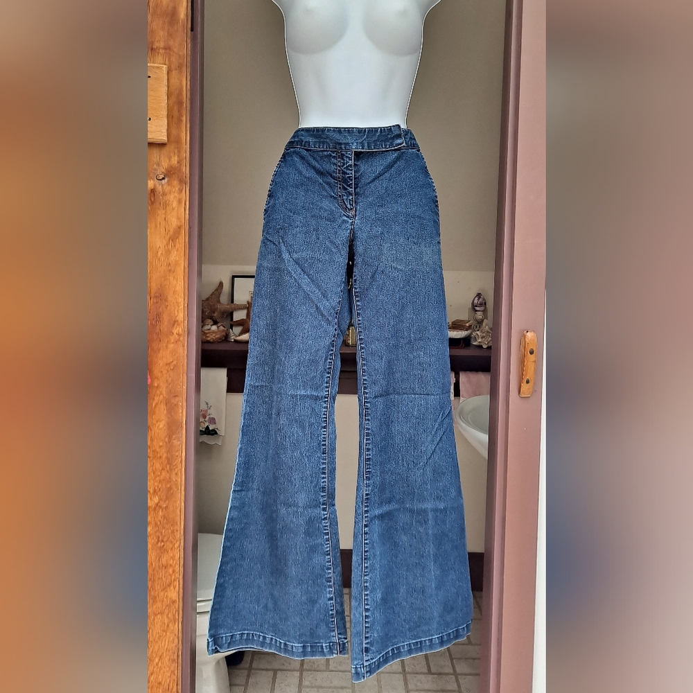 The Limited Jeans Drew Jeans Dark Blue Jeans Mid Rise EXTRA WIDE LEG Size 8